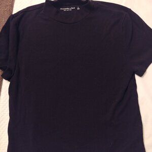 Abercrombie & Fitch black soft rib mock neck short sleeve shirt size S
